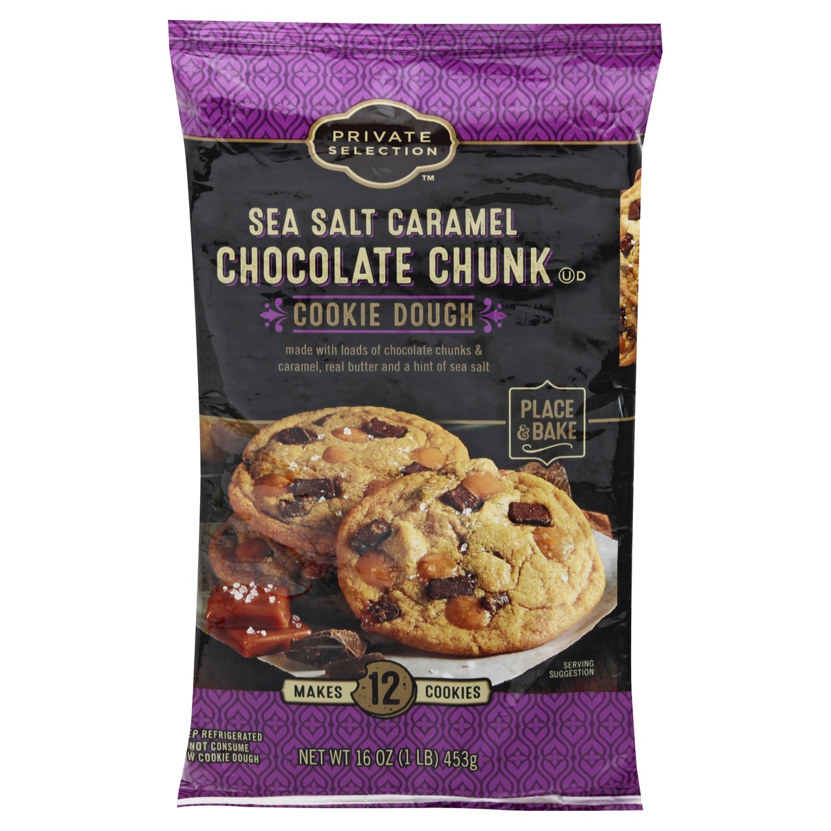 slide 1 of 1, Private Selection Sea Salt Caramel Chocolate Chunk Cookie Dough, 16 oz