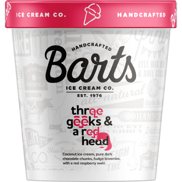 slide 1 of 1, Bart's Ice Cream Co. Three Geeks & a Red Head Ice Cream 1 pt, 16 fl oz