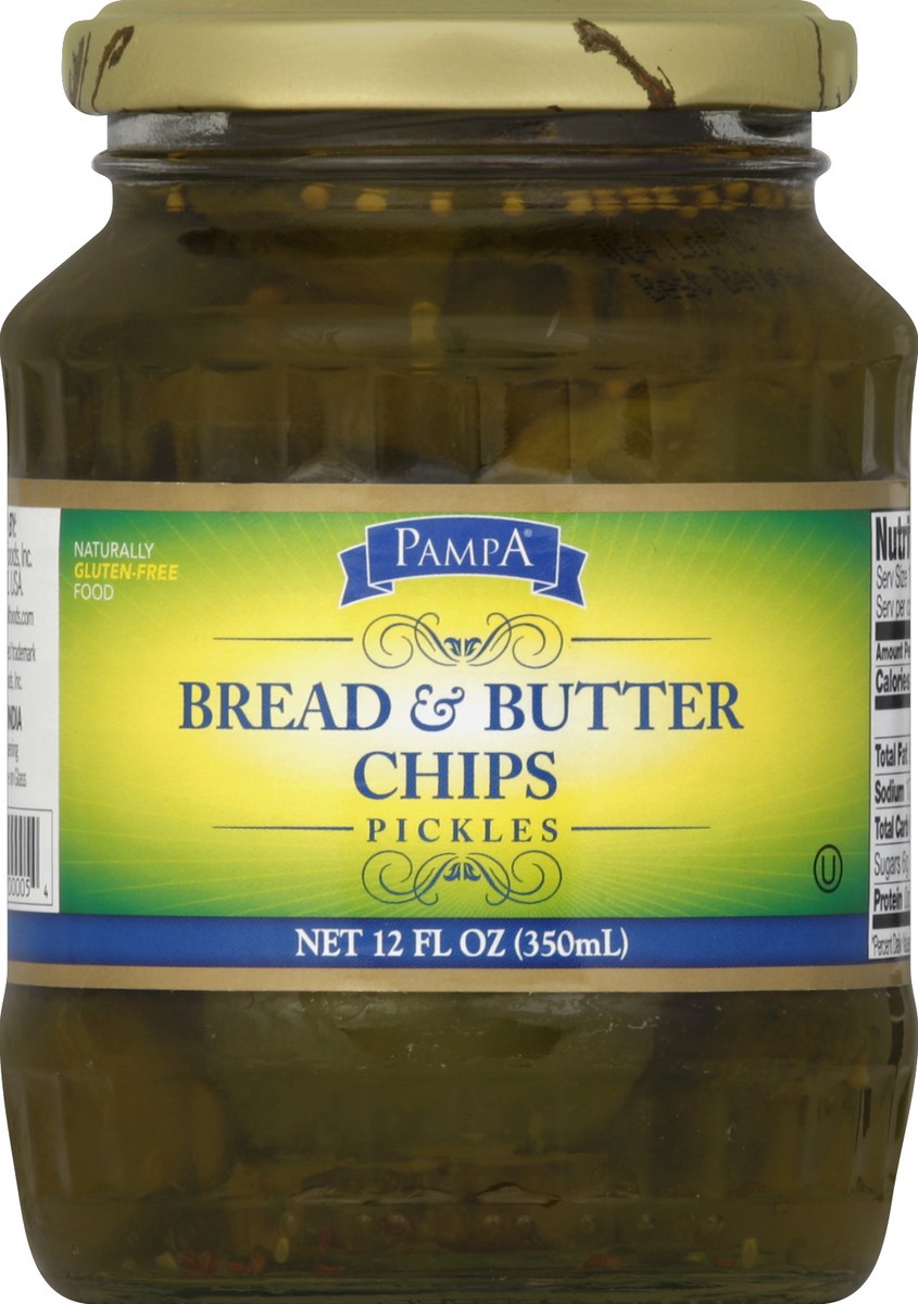 slide 2 of 2, Pampa Pickles, Bread & Butter Chips, 12 Ounce, 12 oz