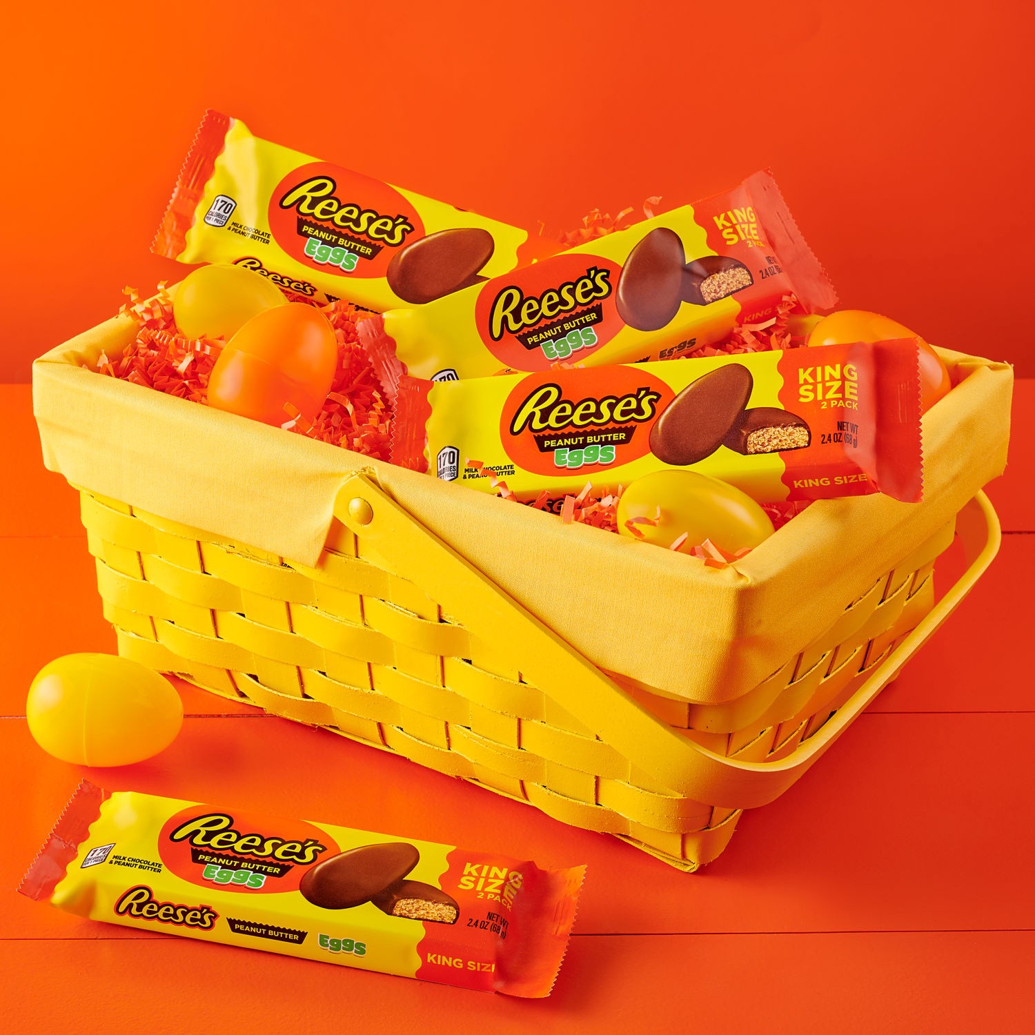 slide 7 of 8, Reese's Milk Chocolate King Size Peanut Butter Eggs, Easter Candy Pack, 2.4 oz, 2.4 oz