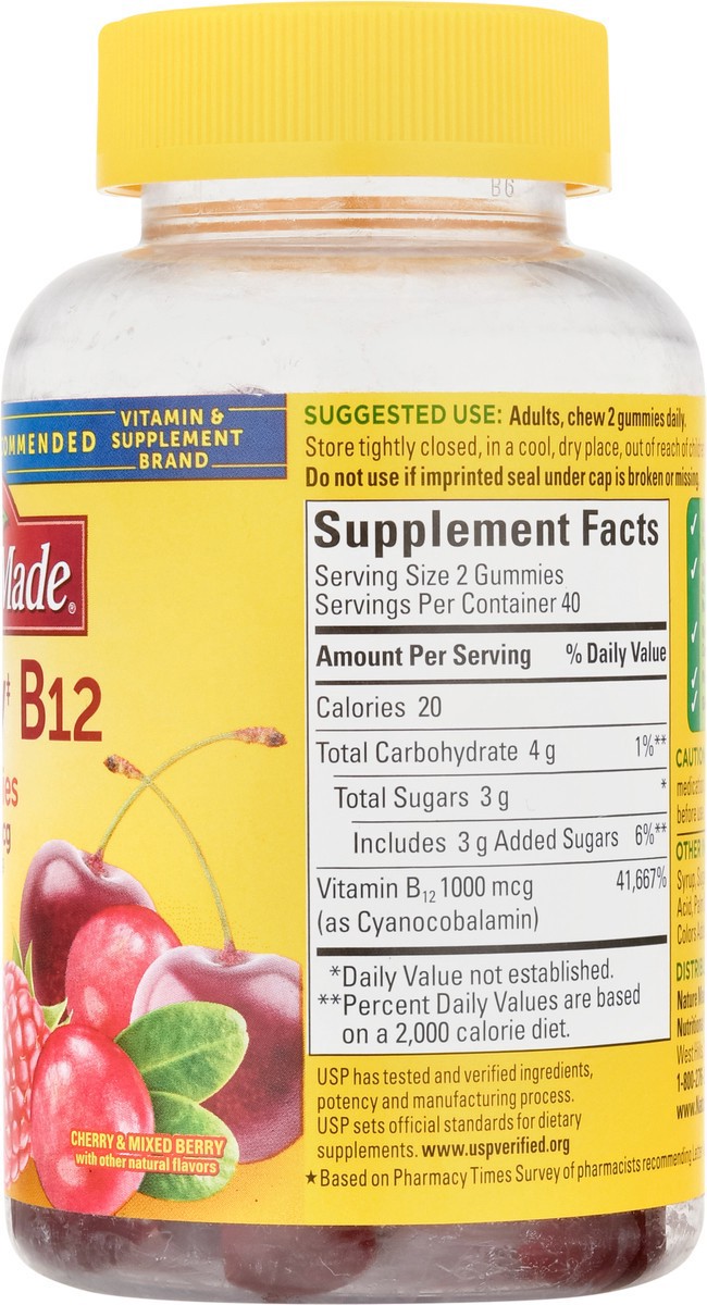 slide 9 of 9, Nature Made Energy B12 1000 mcg Per Serving, Dietary Supplement for Energy Metabolism Support, 80 Gummies, 40 Day Supply, 80 ct