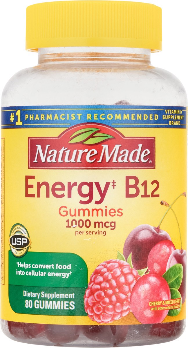 slide 8 of 9, Nature Made Energy B12 1000 mcg Per Serving, Dietary Supplement for Energy Metabolism Support, 80 Gummies, 40 Day Supply, 80 ct