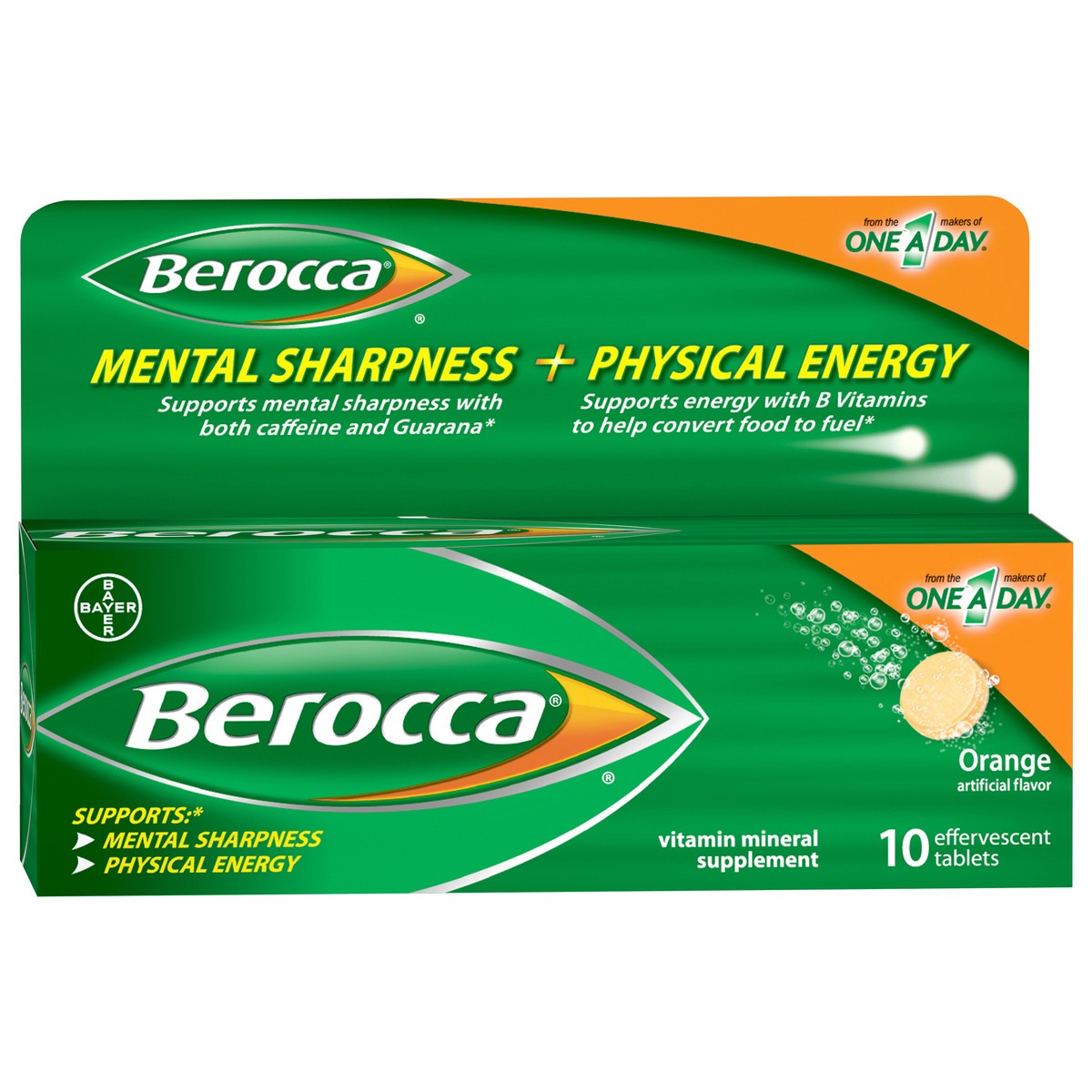 slide 2 of 8, Berocca Orange Flavor Vitamin Mineral Supplement Effervescent Tablets 10 ea, 10 ct