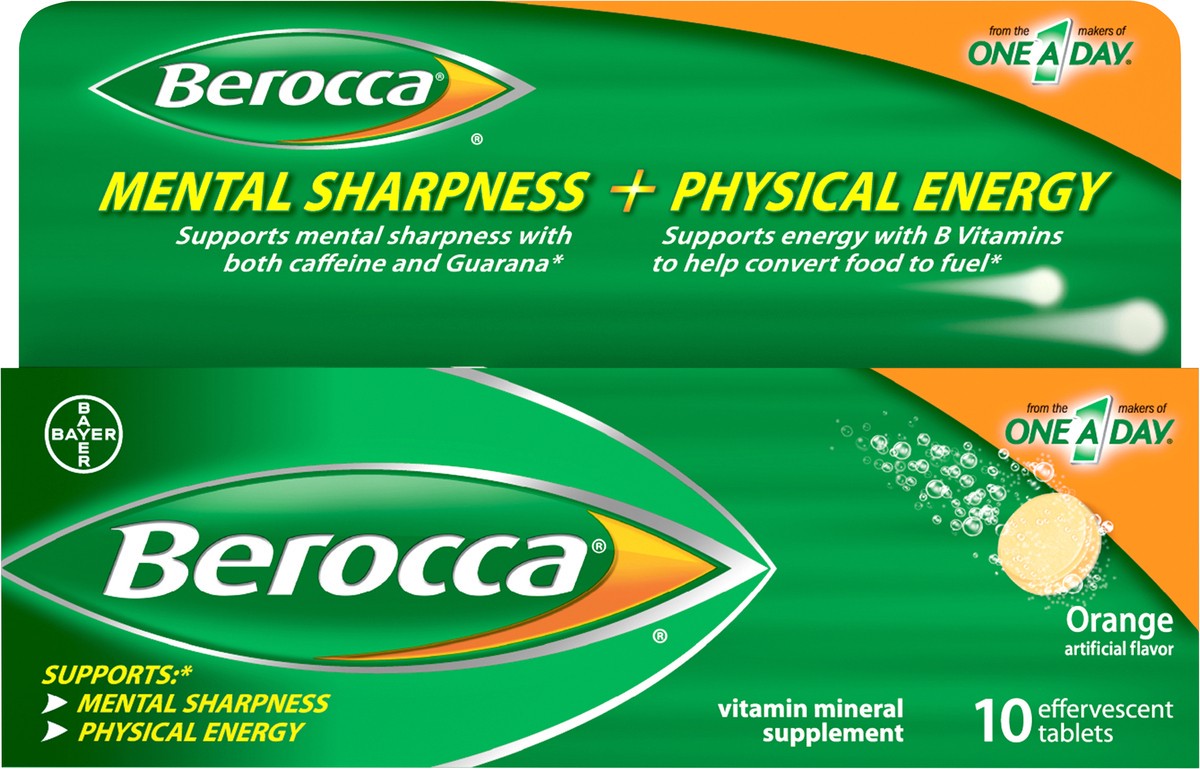 slide 5 of 8, Berocca Orange Flavor Vitamin Mineral Supplement Effervescent Tablets 10 ea, 10 ct