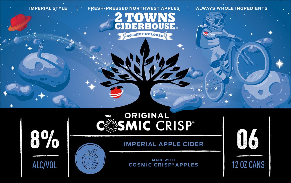 slide 5 of 9, 2 Towns Ciderhouse Original Cosmic Crisp Imperial Cider 6-12 Oz Cans , 6 ct; 12 oz