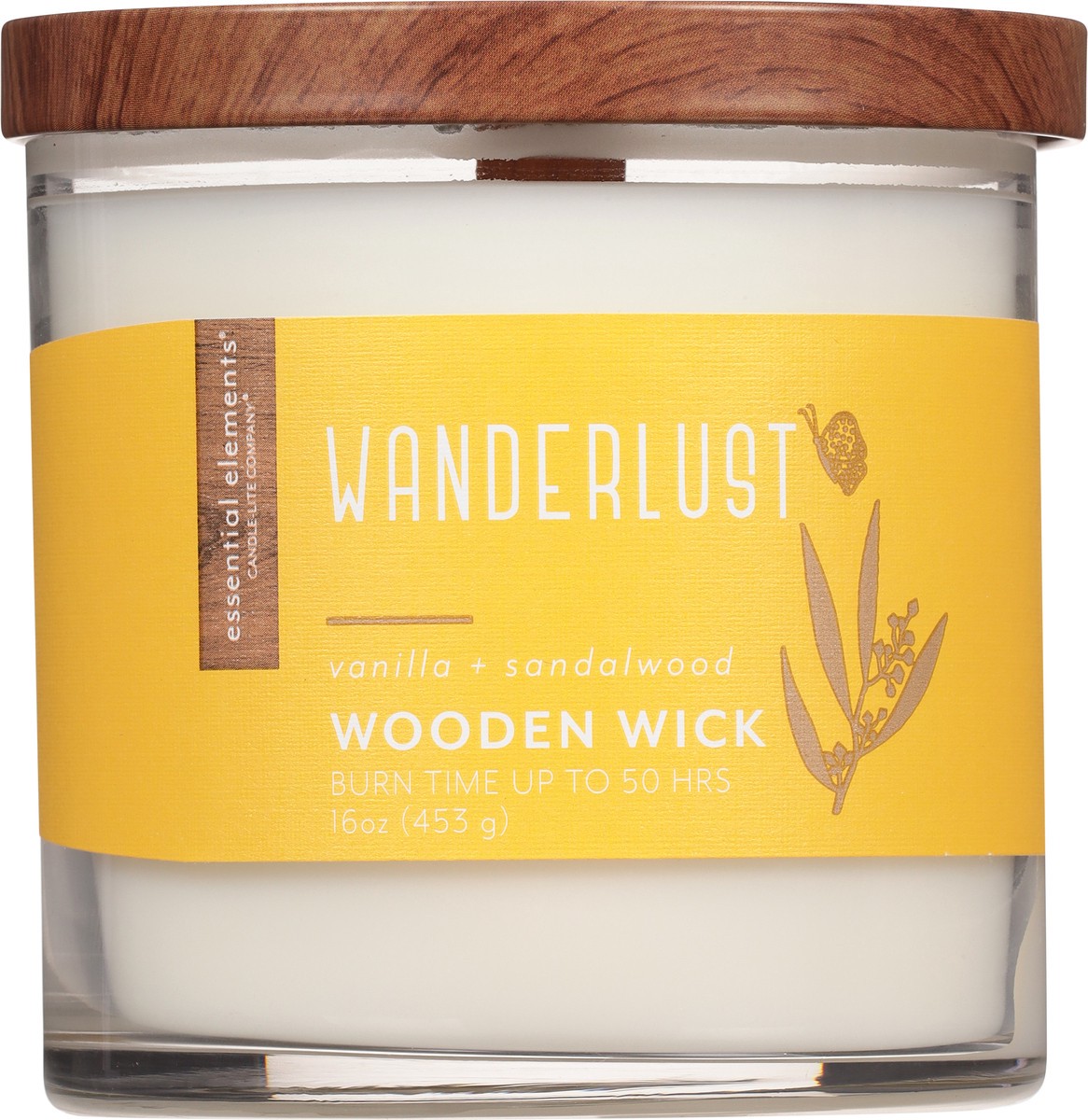 slide 8 of 9, Essential Elements Wanderlust Wooden Wick Vanilla + Sandalwood Candle 16 oz, 1 ct