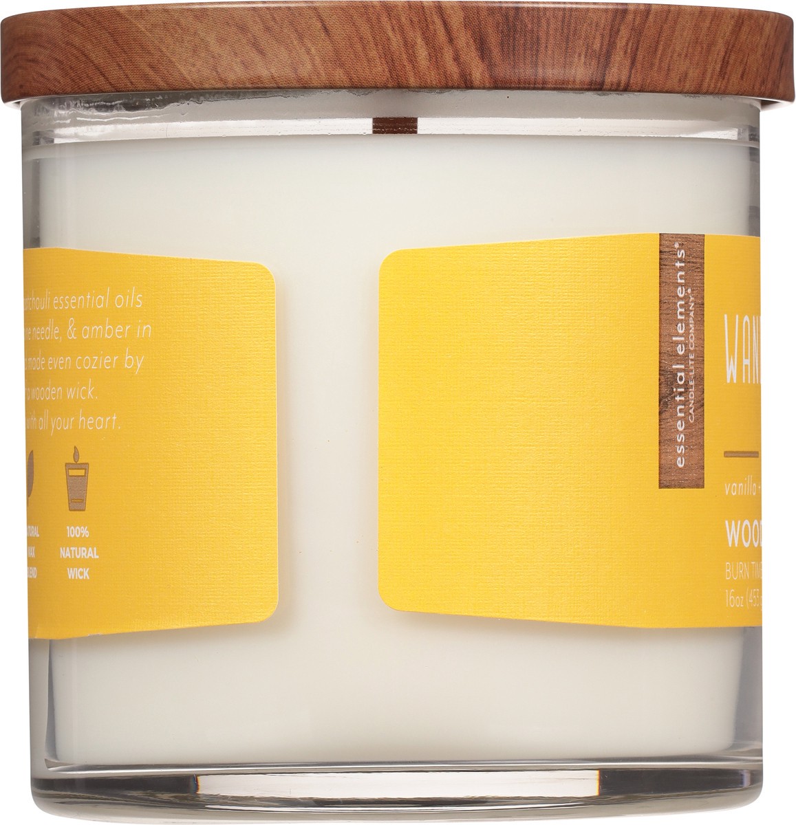 slide 7 of 9, Essential Elements Wanderlust Wooden Wick Vanilla + Sandalwood Candle 16 oz, 1 ct