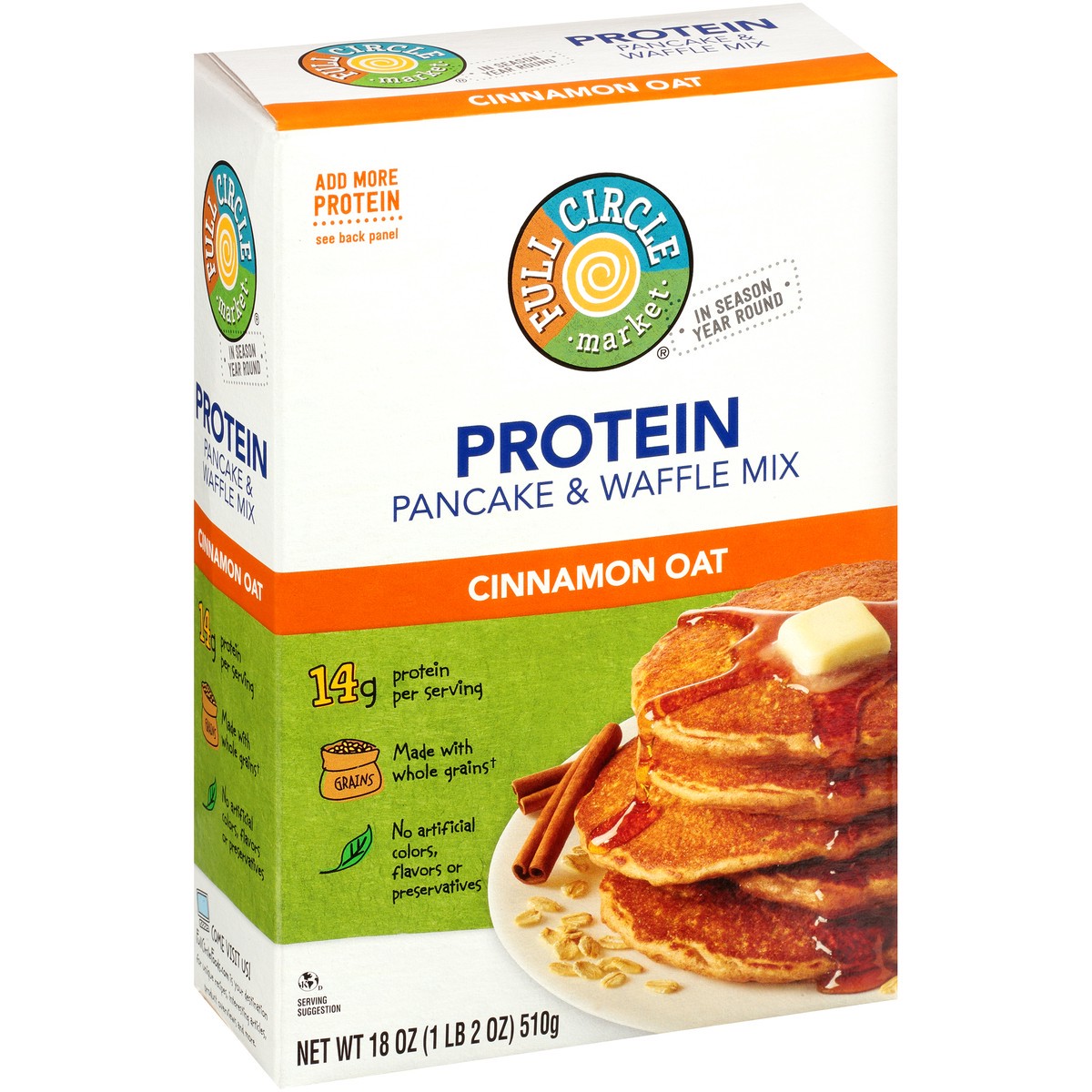 slide 5 of 10, Full Circle Market Cinnamon Oat Protein Pancake & Waffle Mix - 18 oz, 18 oz