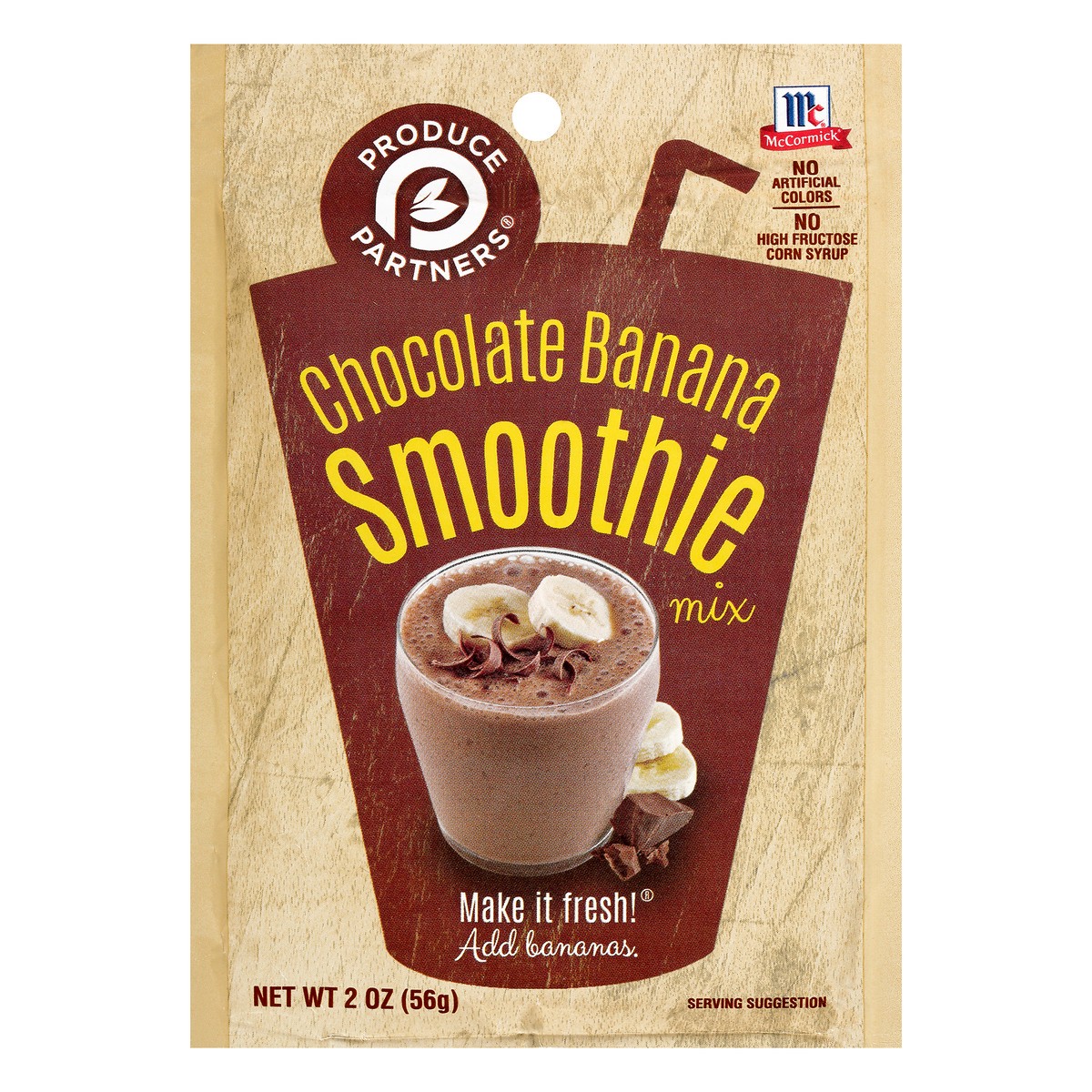 slide 1 of 8, McCormick Produce Partners Chocolate Banana Smoothie Mix - 2 oz, 2 oz