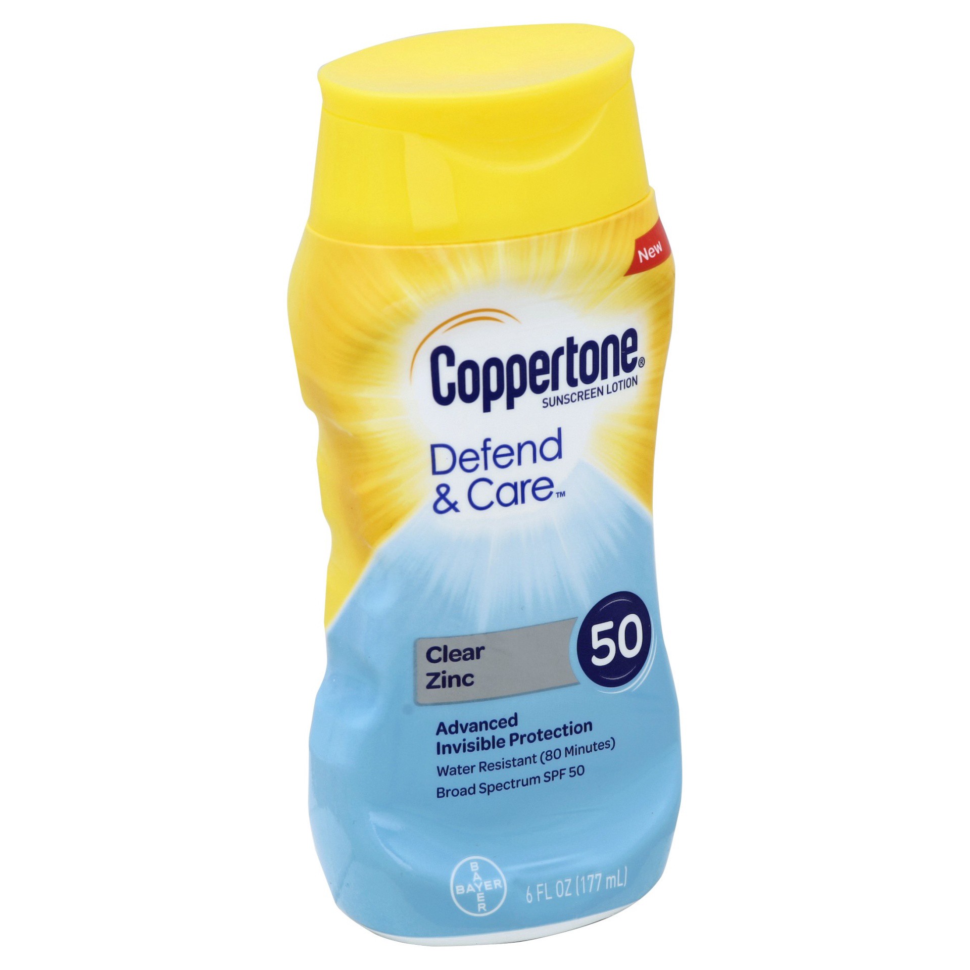 slide 1 of 2, Coppertone Defend & Care Clear Zinc SPF 50 Sunscreen , 6 fl oz