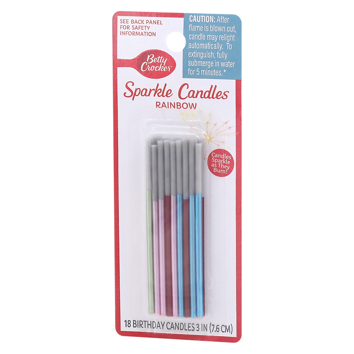 slide 3 of 9, Betty Crocker 3 Inch Rainbow Sparkle Candles, 18 ct