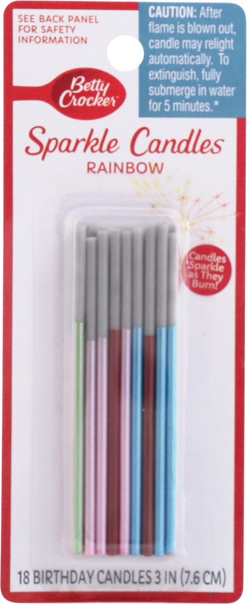 slide 1 of 9, Betty Crocker 3 Inch Rainbow Sparkle Candles, 18 ct