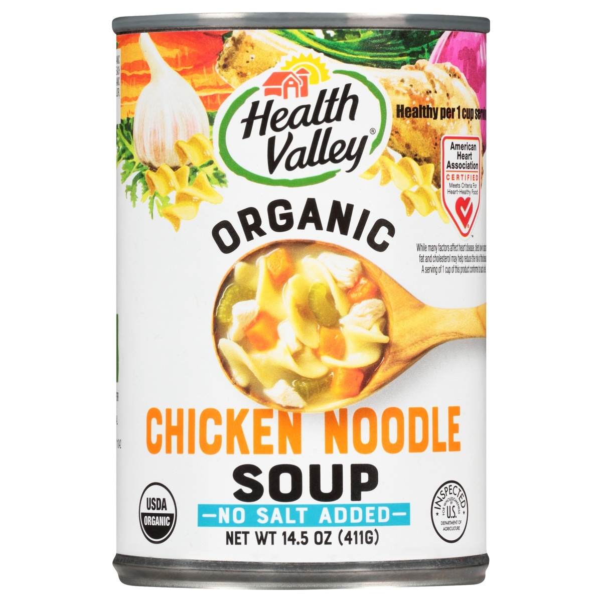 slide 1 of 7, Health Valley Organic Low Sodium Chicken Noodle Soup 14.5 oz. Can, 15 fl oz