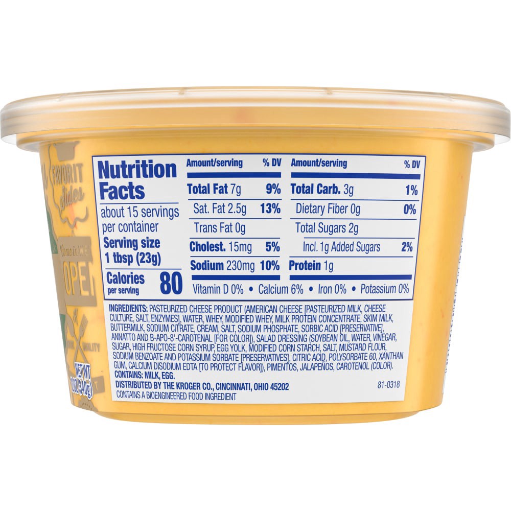 slide 5 of 5, Kroger Pimento With Jalapeno Peppers Cheese Spread, 12 oz