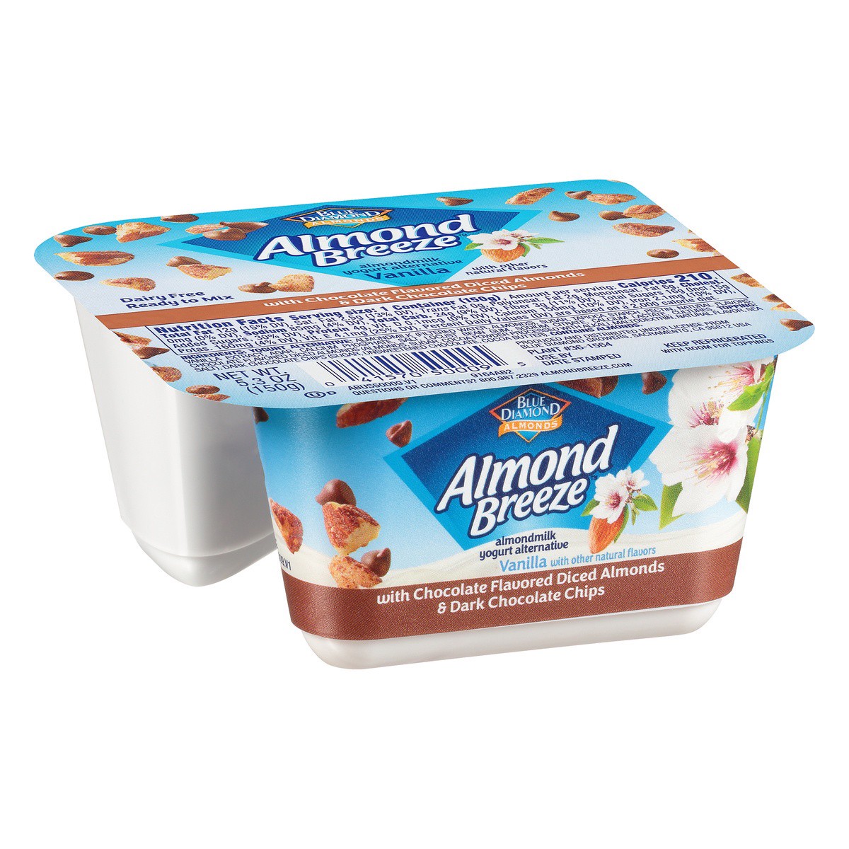 slide 6 of 9, Almond Breeze Vanilla Almondmilk Yogurt with Chocolate Flavored Almonds and Dark Chocolate Chips, 5.3 oz