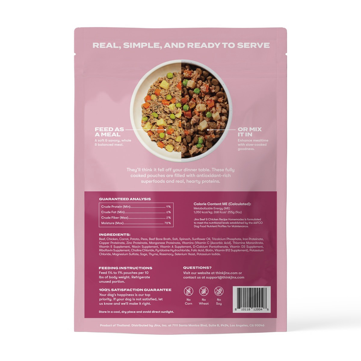 slide 23 of 29, Jinx Homemades Beef & Chicken Recipe Wet Natural Dog Food, 9 oz. Pouch, 9 oz