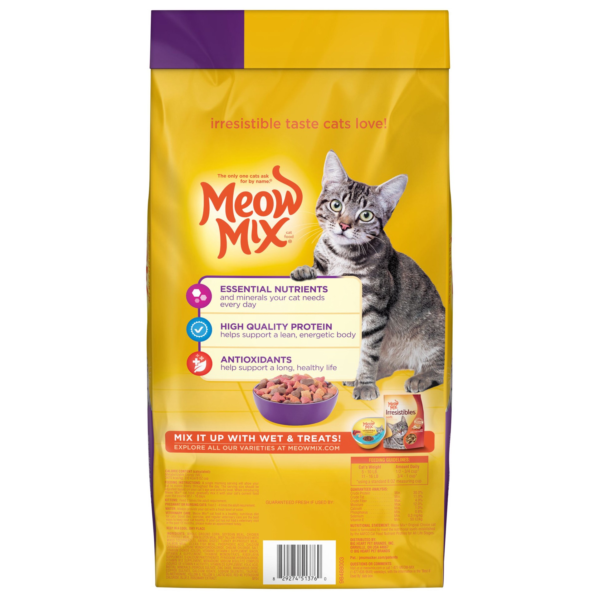 slide 4 of 6, Meow Mix Original Choice with Flavors of Chicken, Turkey & Salmon Adult Complete & Balanced Dry Cat Food - 6.3lbs, 6.3 lb