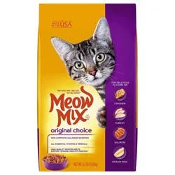 Meow Mix Original Choice with Flavors of Chicken, Turkey & Salmon Adult Complete & Balanced Dry Cat Food - 6.3lbs