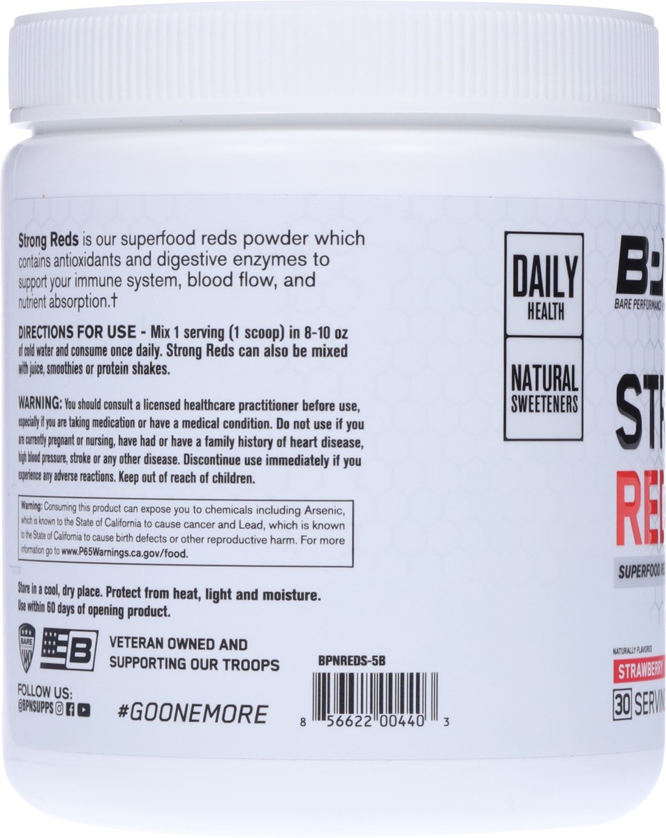 slide 12 of 12, Bare Performance Nutrition Strong Reds Strawberry Superfood Reds Powder 6.9 oz, 6.9 oz