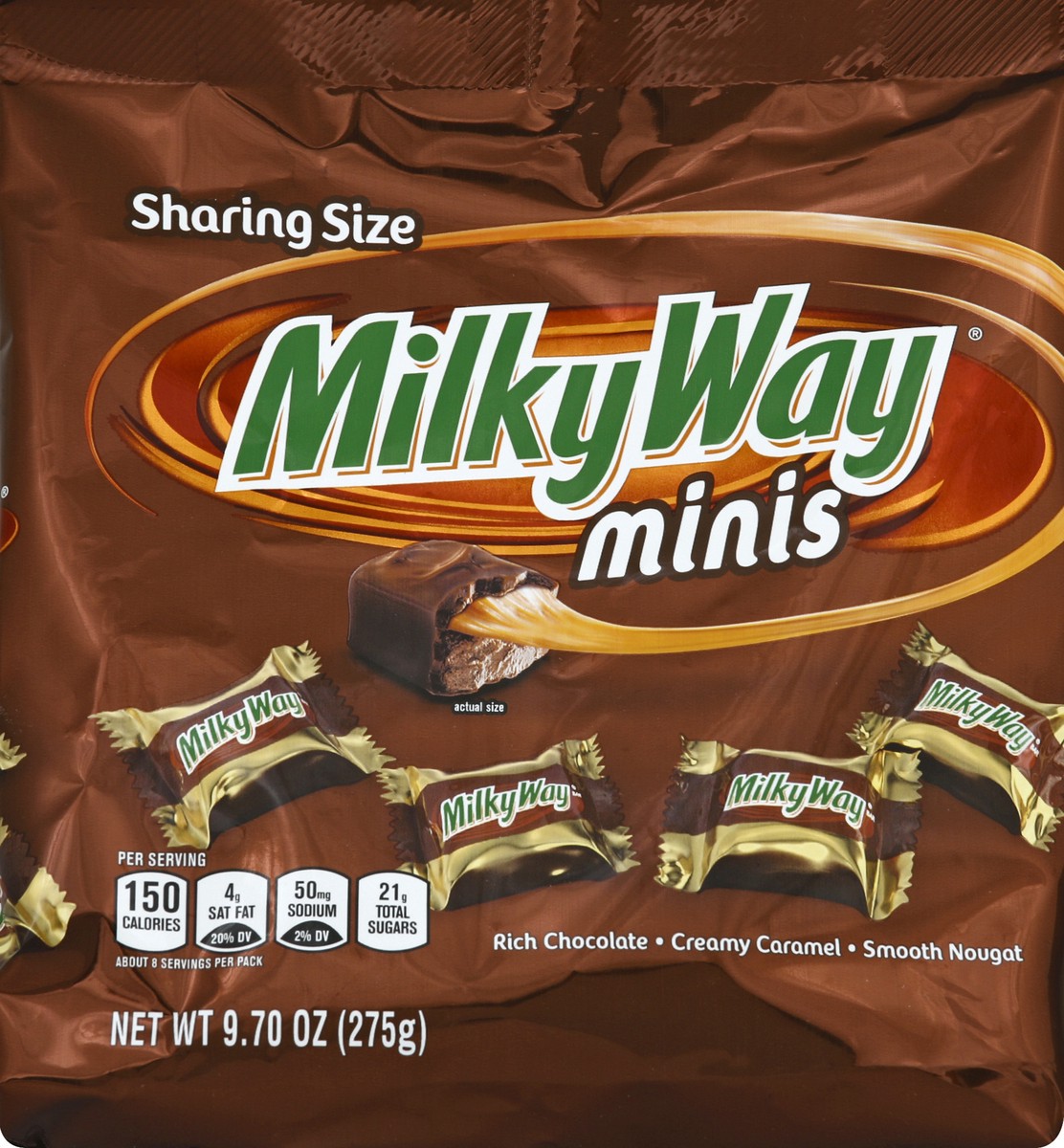slide 7 of 7, MILKY WAY Minis Size Milk Chocolate Candy Bars. Sharing Size, 9.7 oz Bag, 9.7 oz