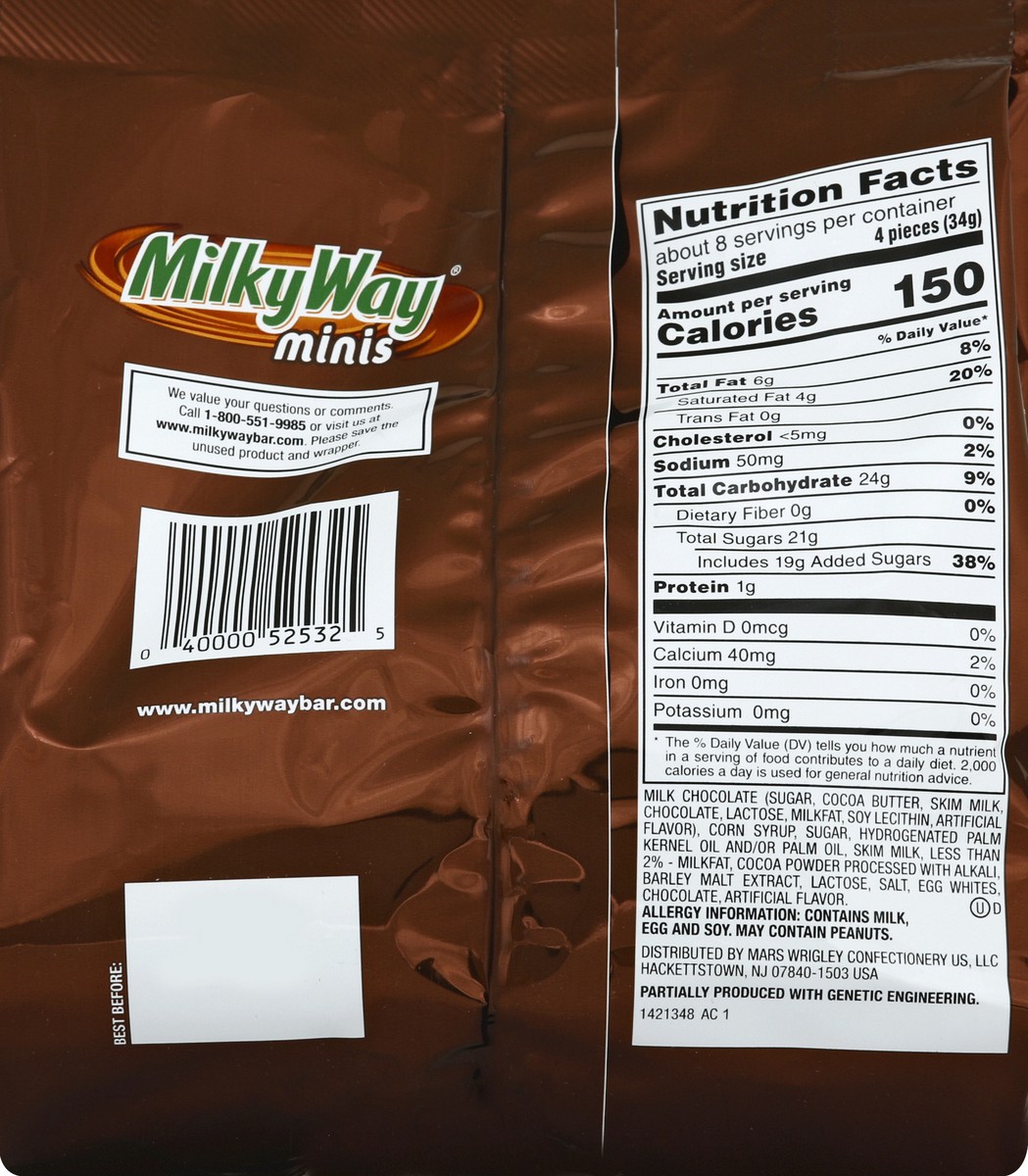slide 3 of 7, MILKY WAY Minis Size Milk Chocolate Candy Bars. Sharing Size, 9.7 oz Bag, 9.7 oz