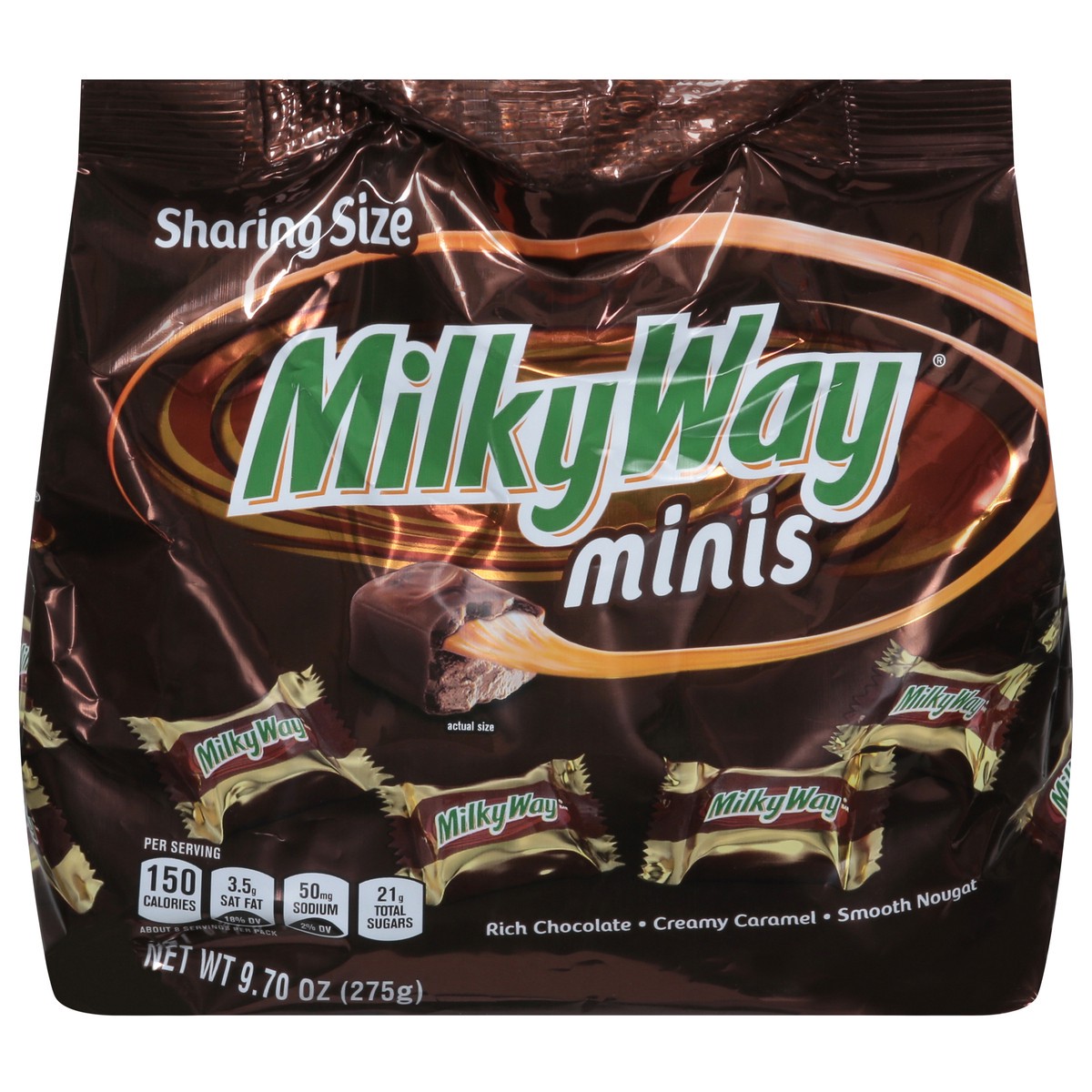 slide 1 of 7, MILKY WAY Minis Size Milk Chocolate Candy Bars. Sharing Size, 9.7 oz Bag, 9.7 oz