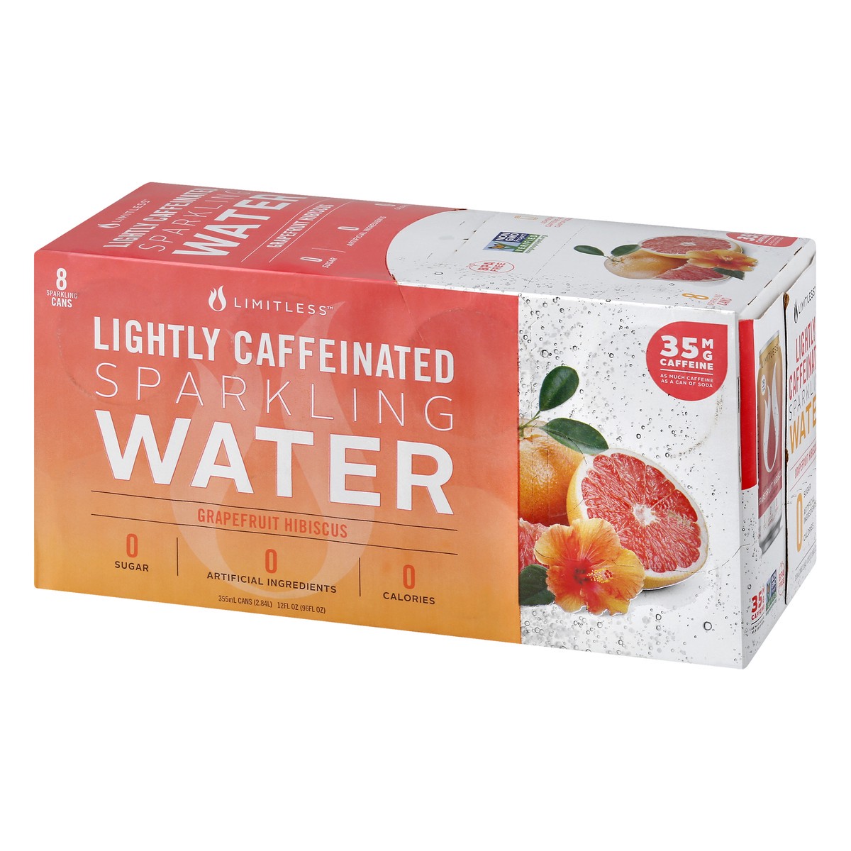 slide 3 of 10, LIMITLESS Refresh Lightly Caffeinated Sparkling Water, Grapefruit Hibiscus, 12 Fl oz Cans, 8 Pack, 8 ct