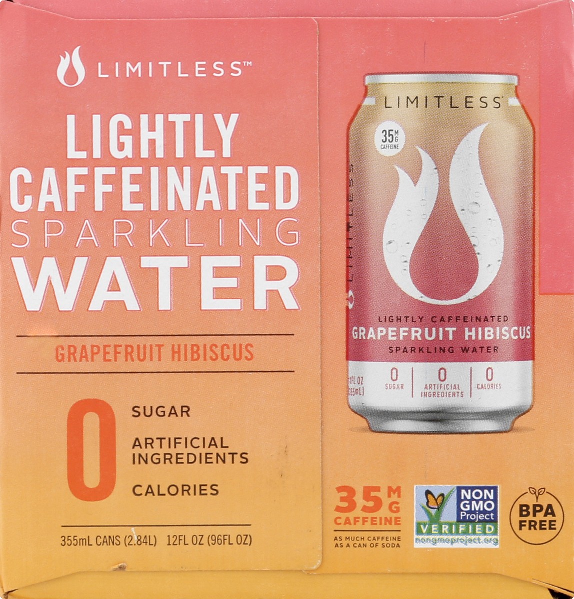 slide 9 of 10, LIMITLESS Refresh Lightly Caffeinated Sparkling Water, Grapefruit Hibiscus, 12 Fl oz Cans, 8 Pack, 8 ct