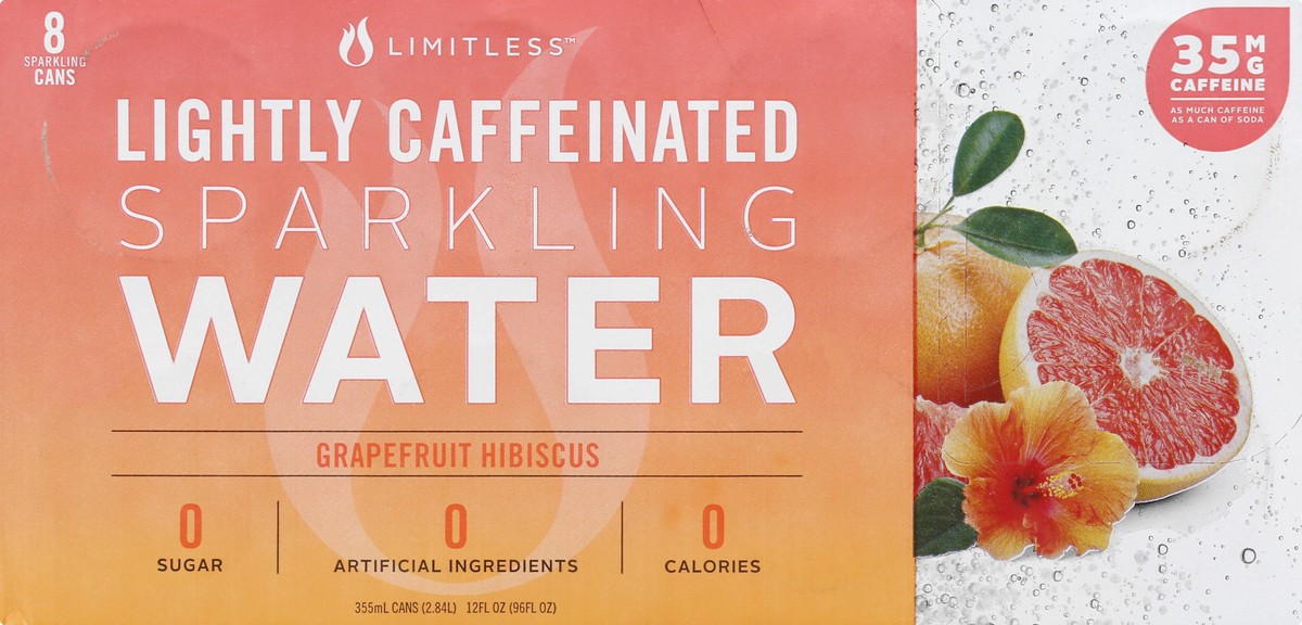 slide 7 of 10, LIMITLESS Refresh Lightly Caffeinated Sparkling Water, Grapefruit Hibiscus, 12 Fl oz Cans, 8 Pack, 8 ct