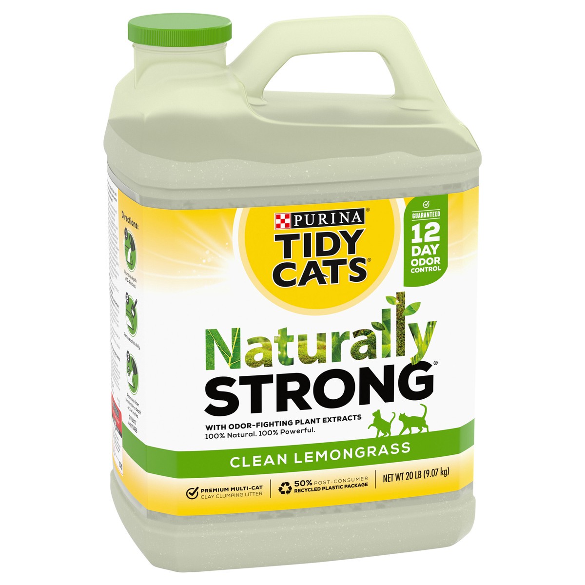 slide 6 of 9, Tidy Cats Purina Tidy Cats Clay, Clumping, Multi Cat Litter, Naturally Strong Clean Lemongrass Scent, 20 lb