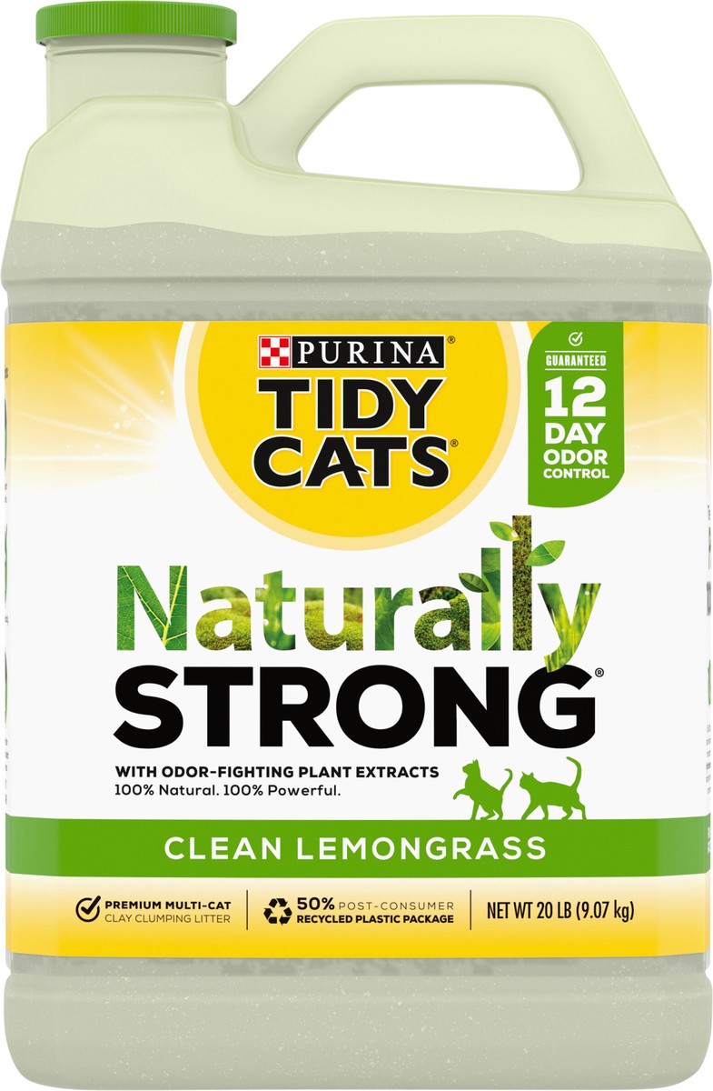 slide 3 of 9, Tidy Cats Purina Tidy Cats Clay, Clumping, Multi Cat Litter, Naturally Strong Clean Lemongrass Scent, 20 lb