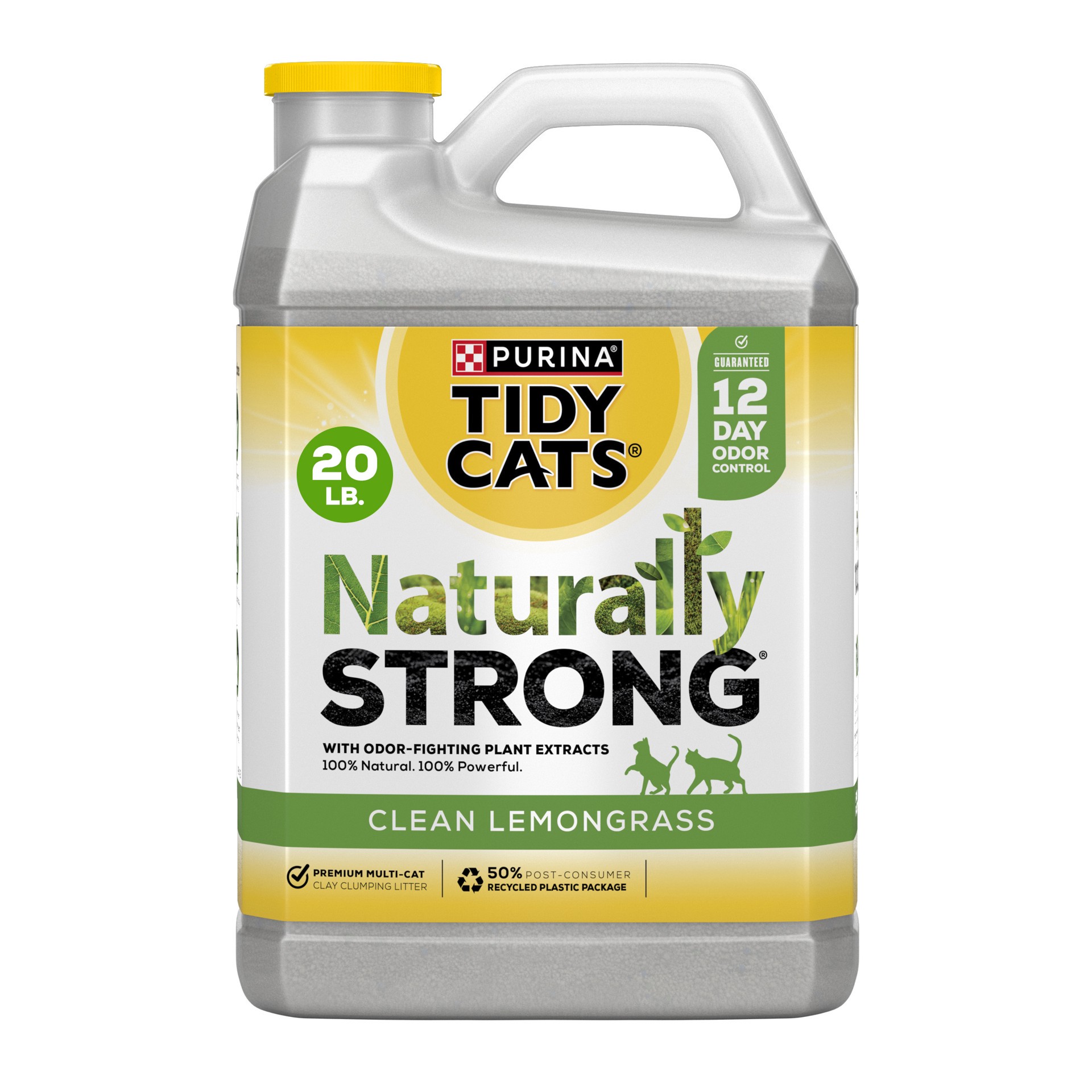 slide 1 of 9, Tidy Cats Purina Tidy Cats Clay, Clumping, Multi Cat Litter, Naturally Strong Clean Lemongrass Scent, 20 lb