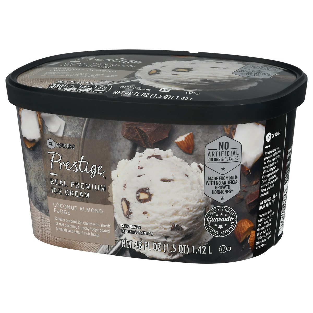 slide 7 of 9, Prestige Real Premium Ice Cream Coconut Almond Fudge, 48 oz