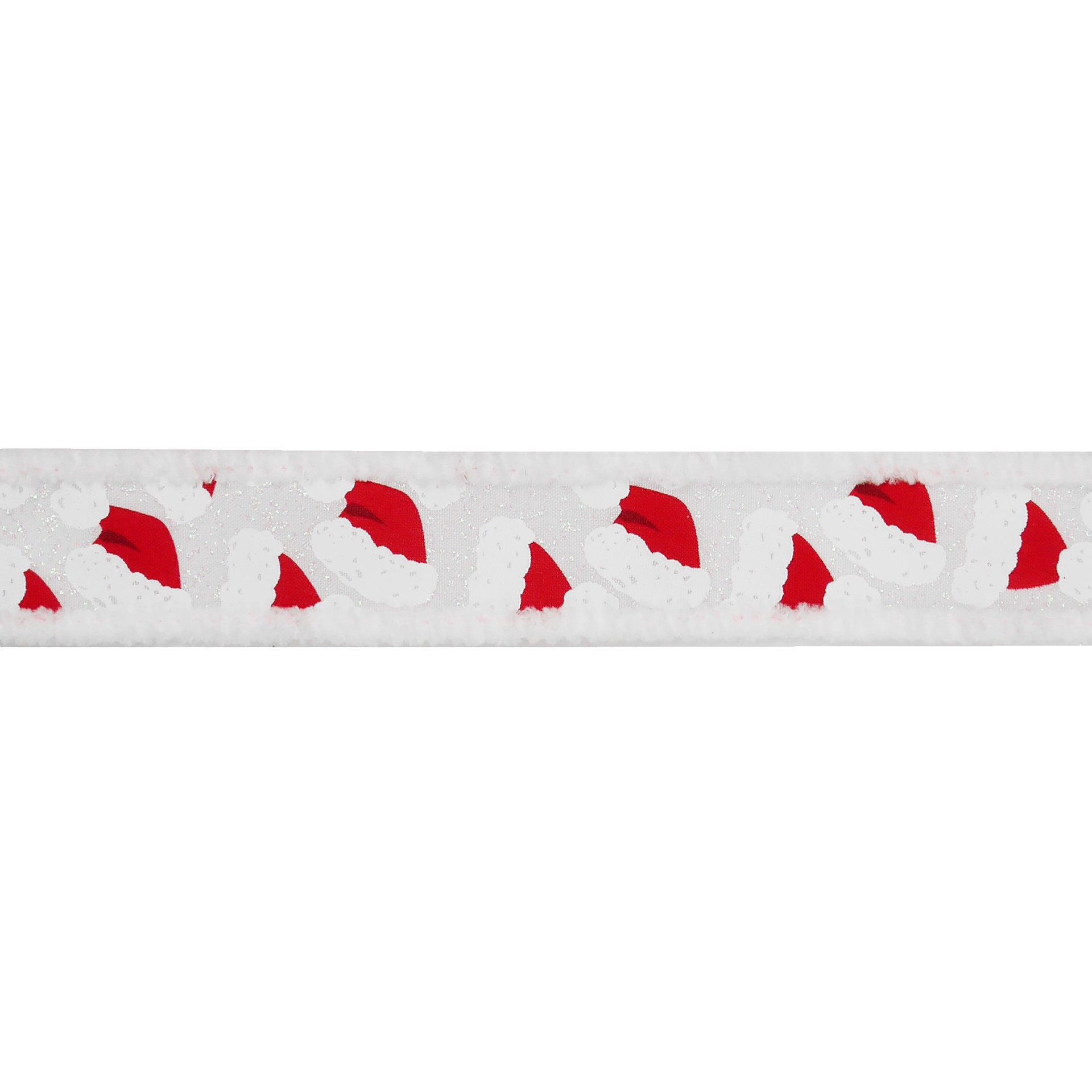 slide 2 of 3, 1.5" X 15ft. Santa Hats With Fur Edges Wired Ribbon By Celebrate It, 1.5 in x 15 ft