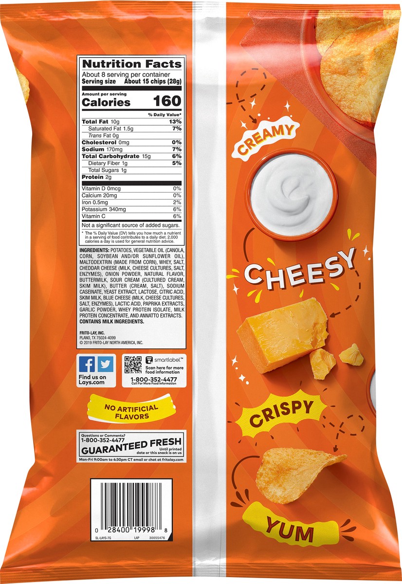 slide 2 of 8, Lays Cheddar Sour Cream Potato Chips, 7.75 oz