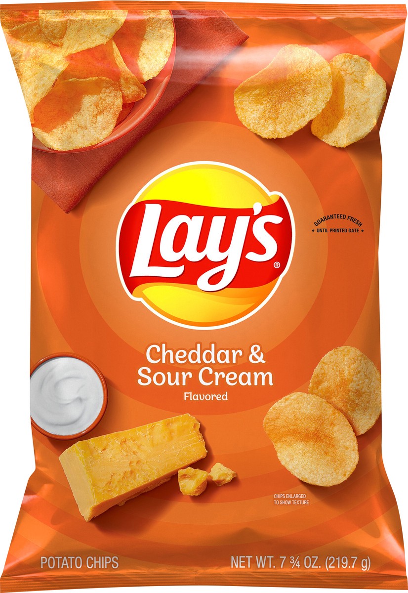 slide 7 of 8, Lays Cheddar Sour Cream Potato Chips, 7.75 oz