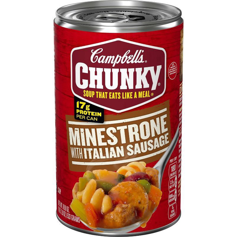 slide 1 of 65, Campbell's Chunky Minestrone Soup With Italian Sausage, 18 oz