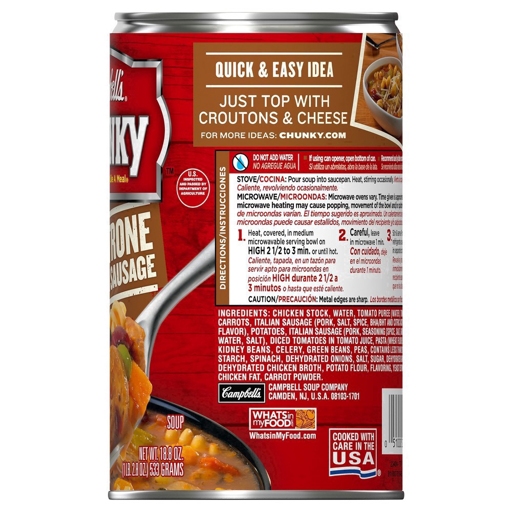 slide 48 of 65, Campbell's Chunky Minestrone Soup With Italian Sausage, 18 oz