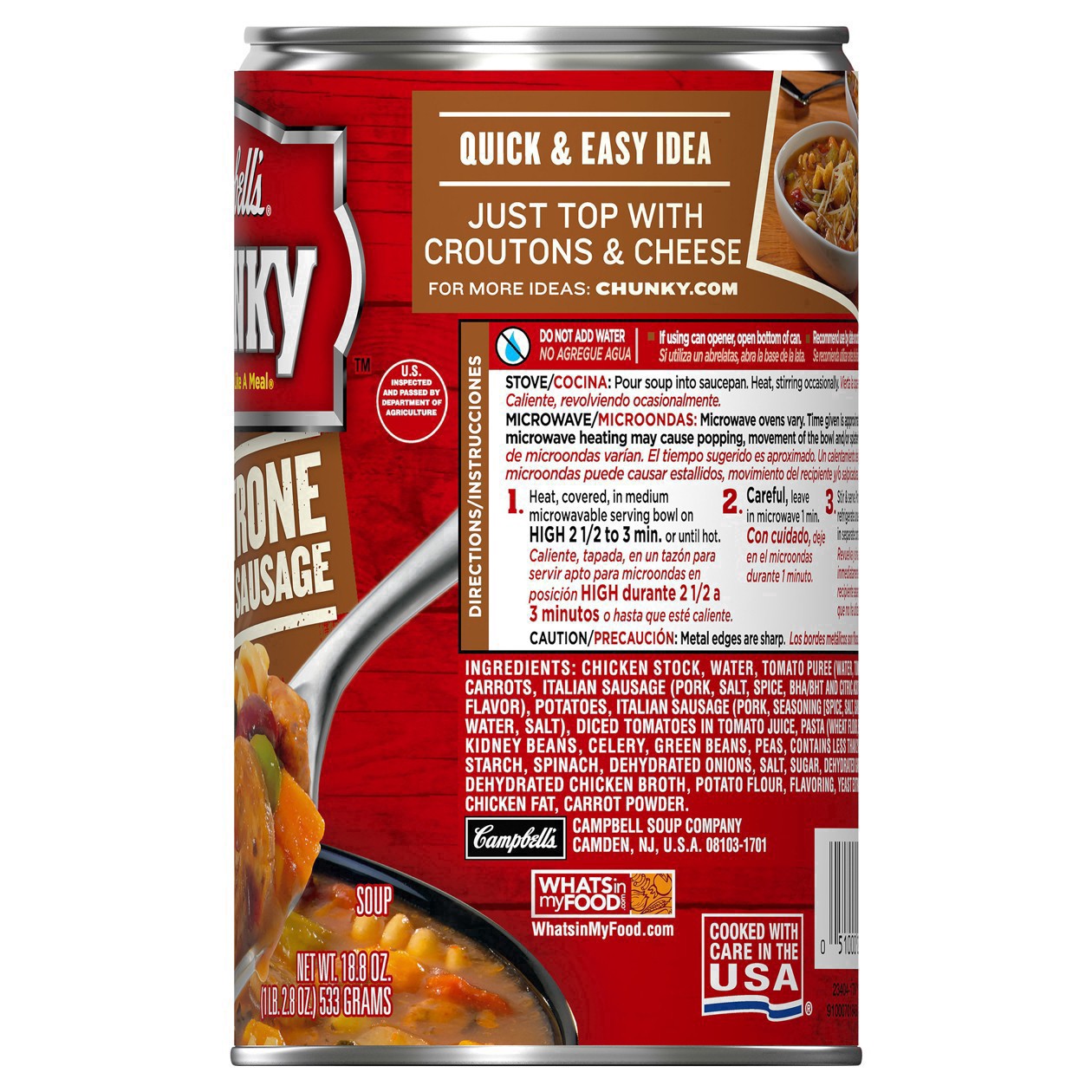 slide 57 of 65, Campbell's Chunky Minestrone Soup With Italian Sausage, 18 oz
