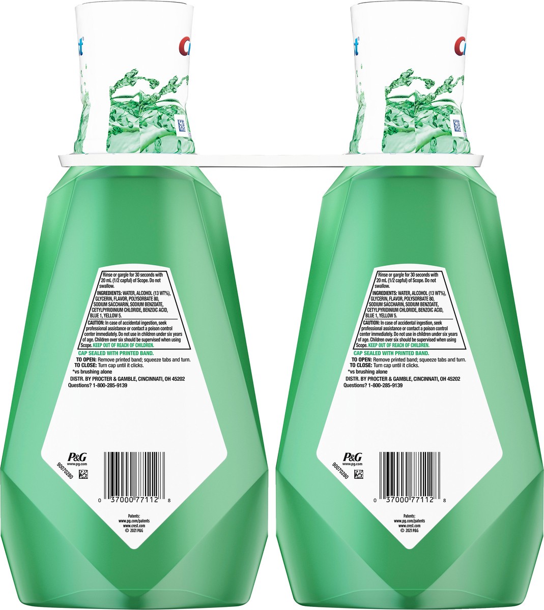 slide 2 of 3, Scope Crest Scope Outlast Mouthwash, Fresh Mint, 1L, Pack of 2, 2 ct