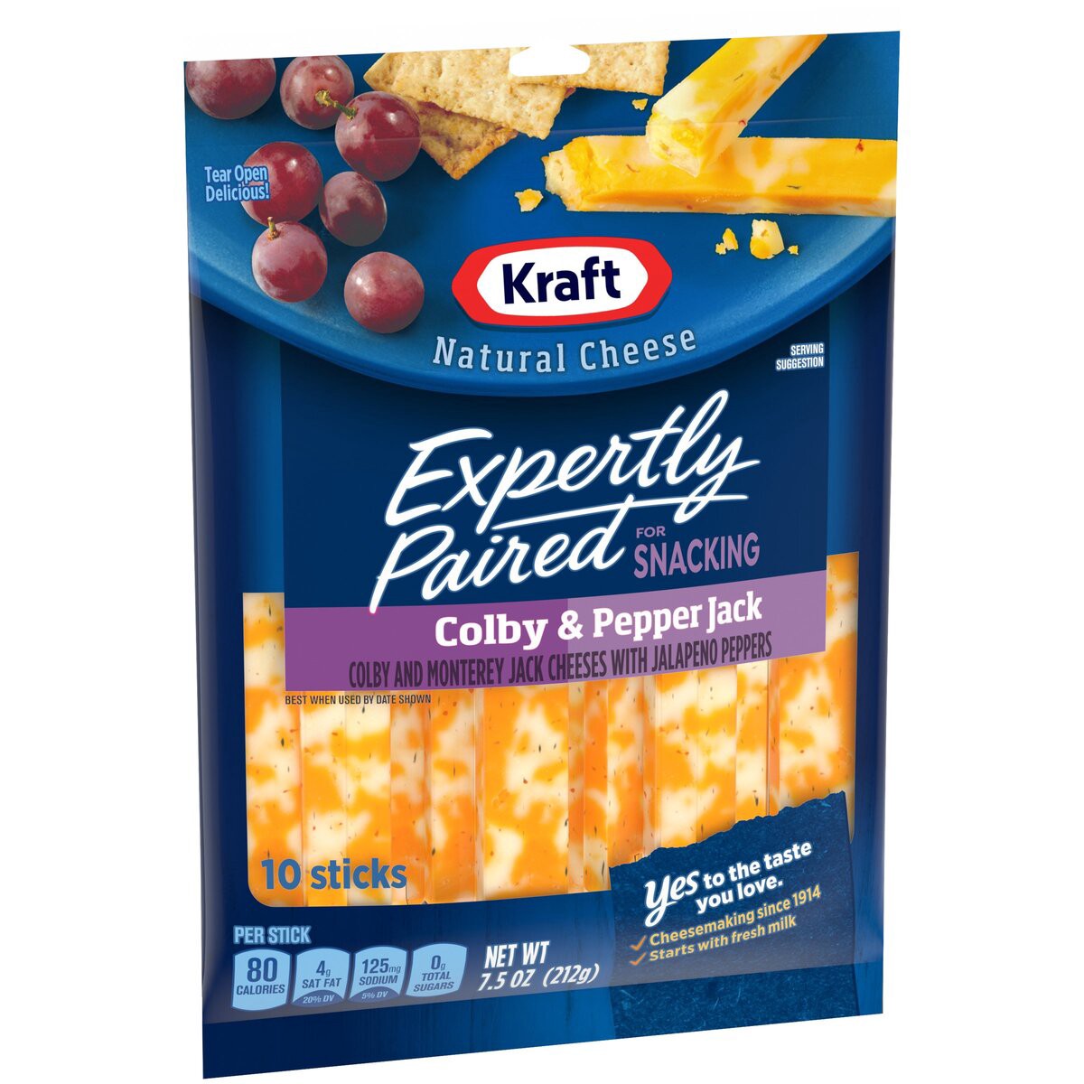 slide 2 of 9, Kraft Expertly Paired Colby & Pepper Jack Marbled Cheese Snacks, 10 ct Sticks, 10 ct