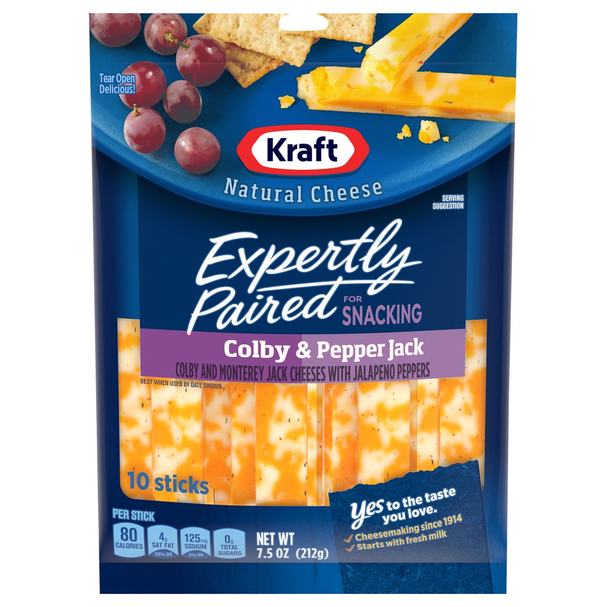 slide 1 of 9, Kraft Expertly Paired Colby & Pepper Jack Marbled Cheese Snacks, 10 ct Sticks, 10 ct