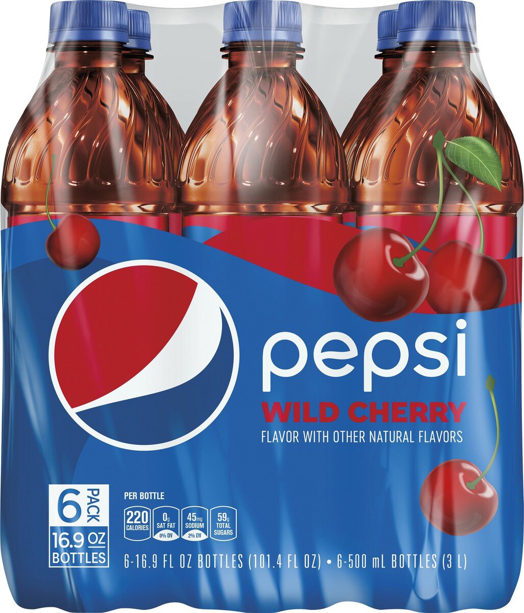 slide 4 of 7, Pepsi Wild Cherry Cola Bottles, 6. ct; 16.9 fl oz