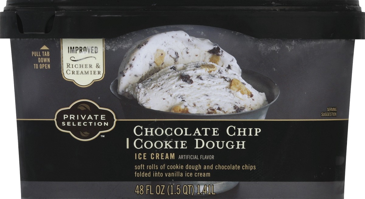 slide 6 of 6, Private Selection Chocolate Chip Cookie Dough Ice Cream, 48 fl oz