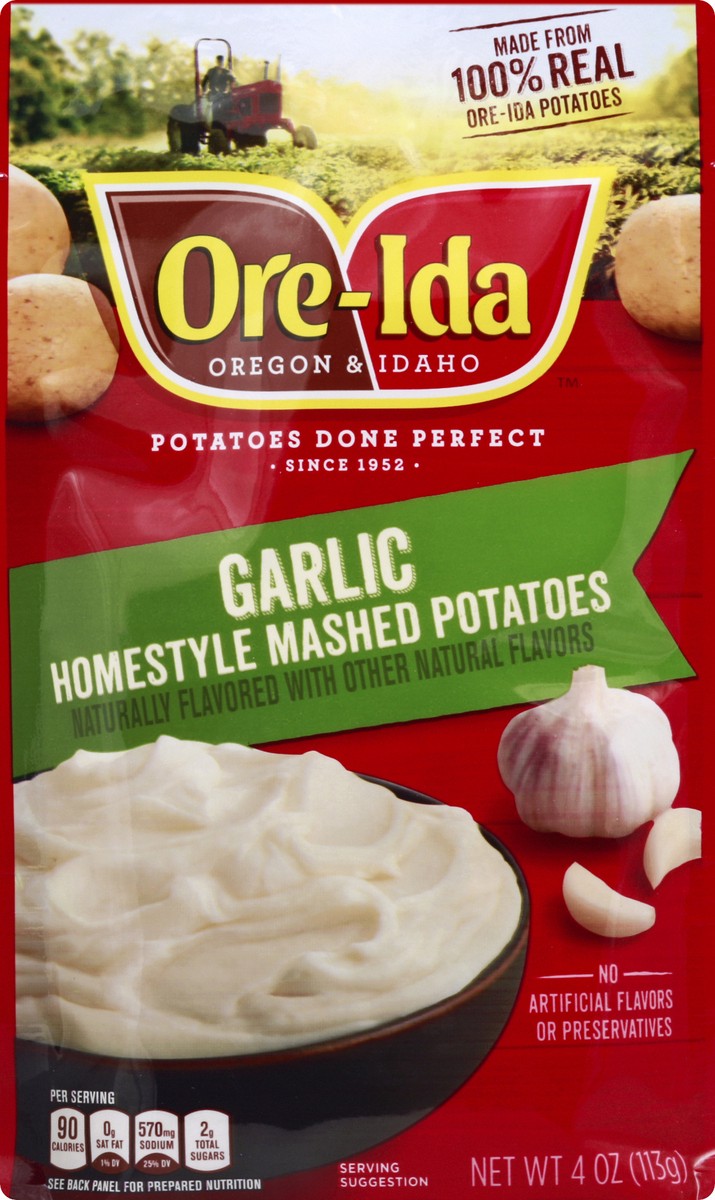 slide 7 of 8, Ore-Ida Garlic Mashed Potatoes Inst, 4 oz