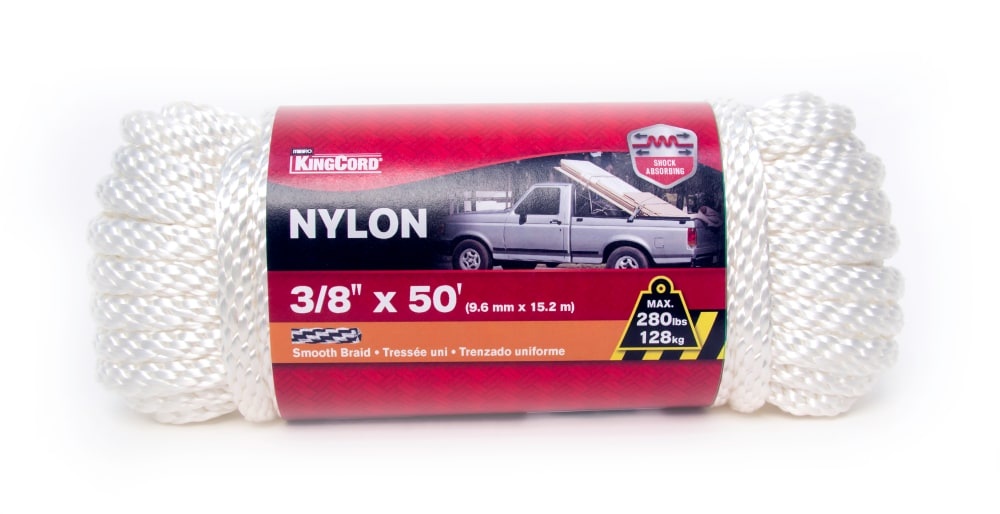 slide 1 of 1, KingCord Smooth Braid Nylon Rope - White, 38 in x 50 ft