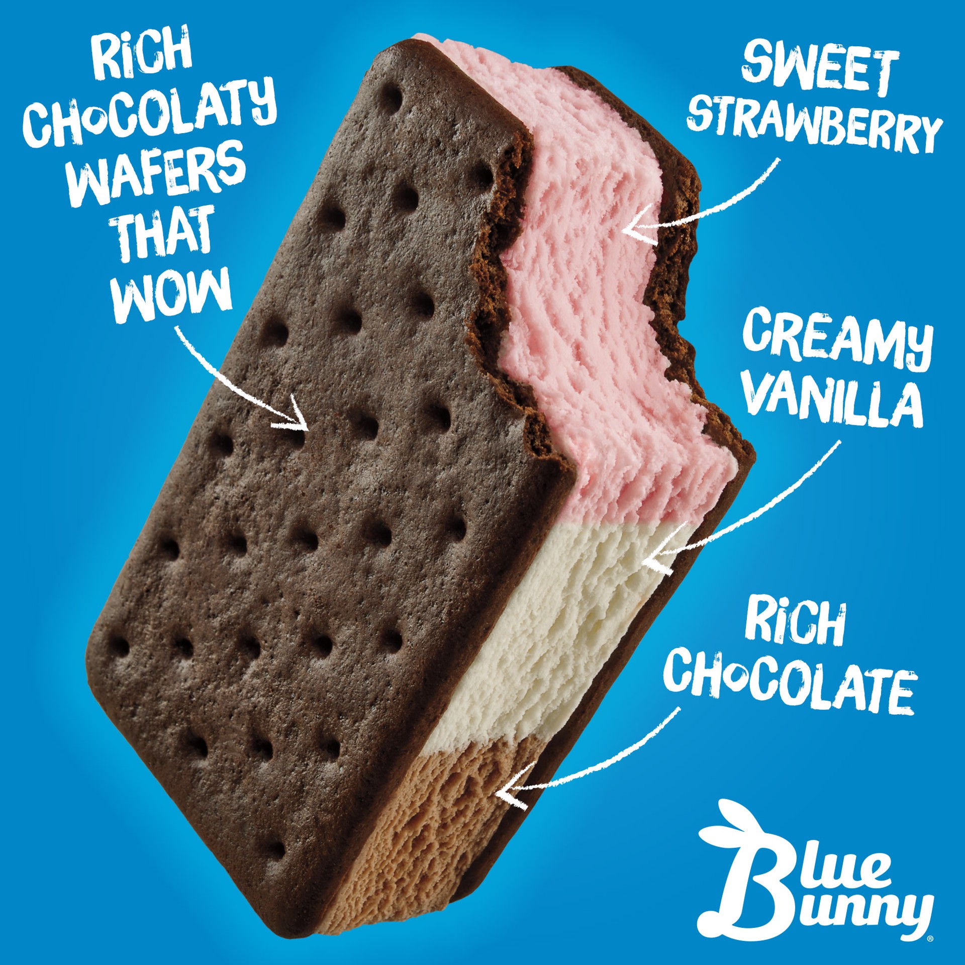 slide 3 of 4, Blue Bunny Neapolitan Frozen Dessert Sandwich, 38.25 fl oz