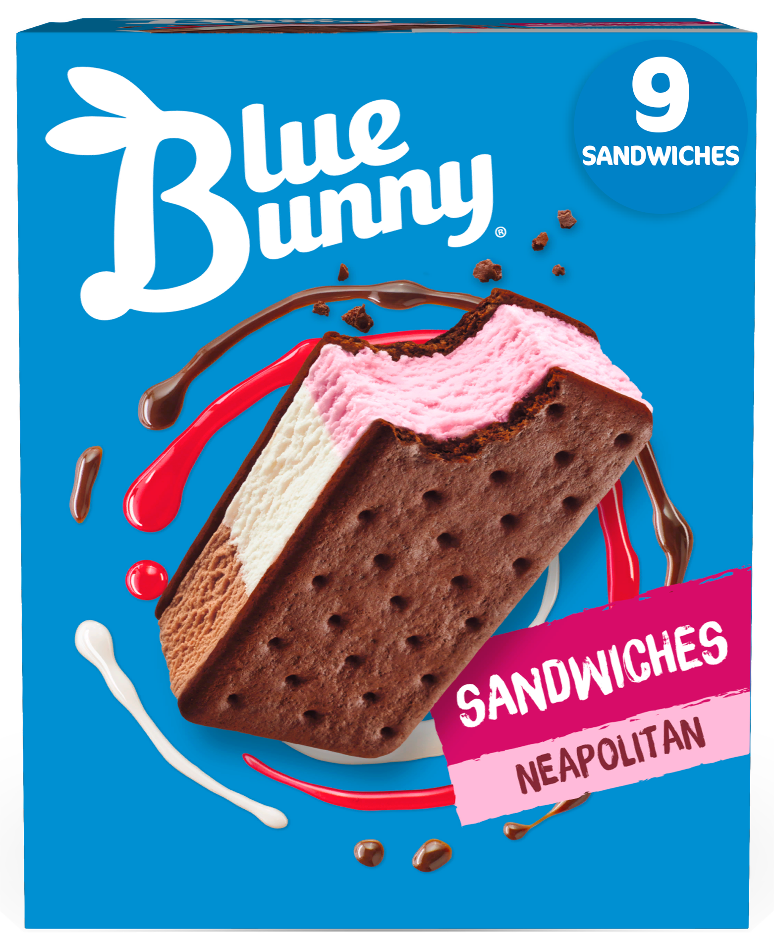 slide 1 of 4, Blue Bunny Neapolitan Frozen Dessert Sandwich, 38.25 fl oz