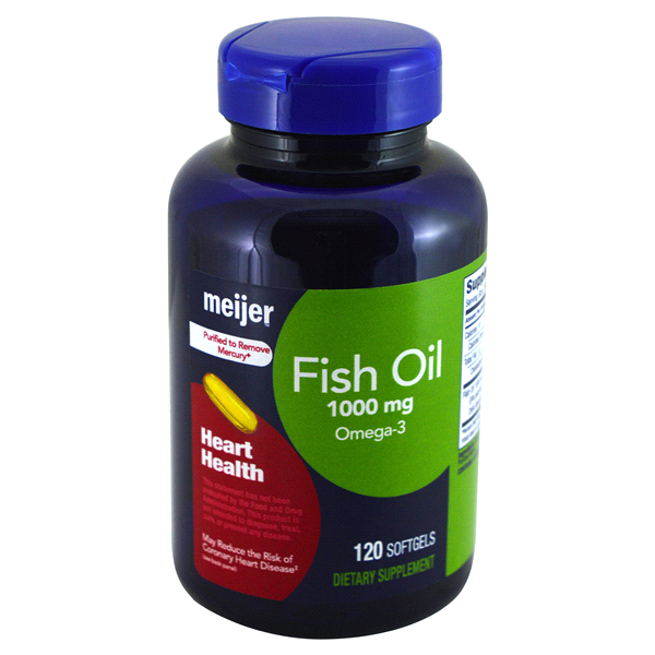 slide 1 of 1, Meijer Natural Fish Oil, 1000mg, 120 softgels