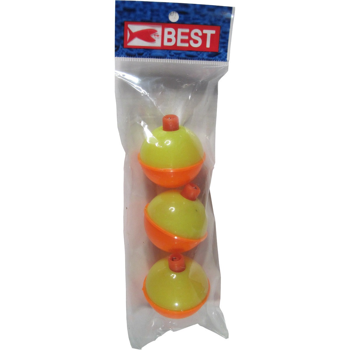 slide 1 of 1, 1 1/2 Round Yellow/Orange Plastic Bobbers, 1.5 in